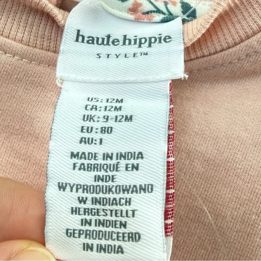 Haute Hippie Baby Girl 4Pc Outfit Set Floral Top Pants Pink Blue 12M New